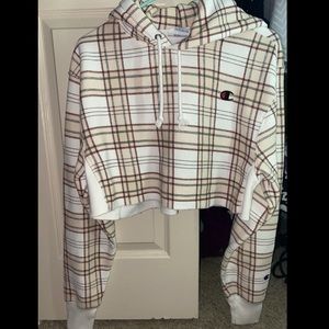 Champion Plaid Cropped Hoodie